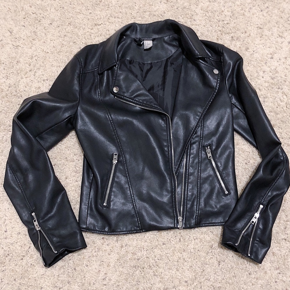 Faux leather H&M motto jacket size 4